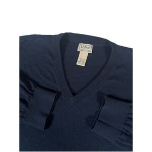 L.L. Bean V Neck Pullover Cashmere Blend Navy Blue Sweater Men's XXL Grandpa Dad